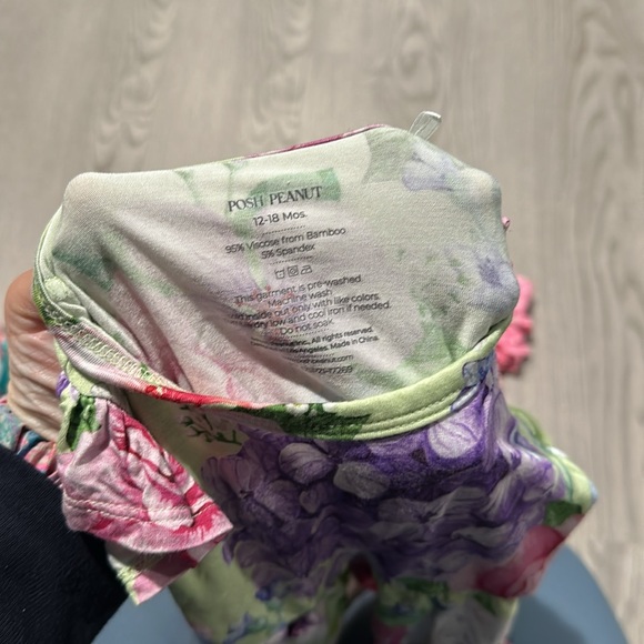 Posh peanut Georgina Print peplum and ruffled bummie set 12-18 months - Picture 4 of 5